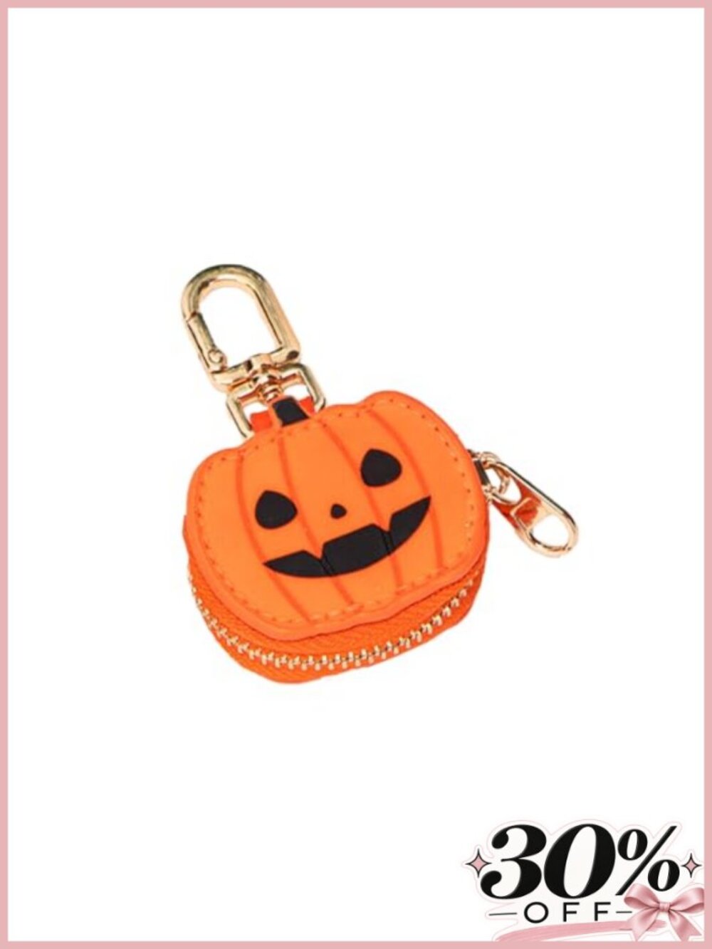 PU Leather Mini Coin Purse Keychain Halloween Pumpkin Spider Bag Charm